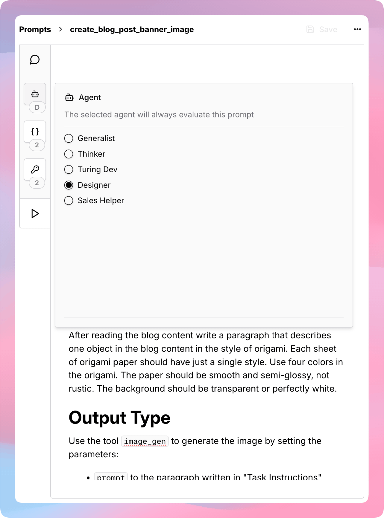 Agent selection in prompts